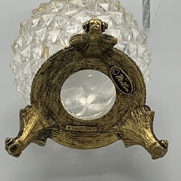 Vtg Ornate Matson Footed Perfume Bottle Dogwood Diamond Point Cut Glass Ormolu - Picture 12 of 17